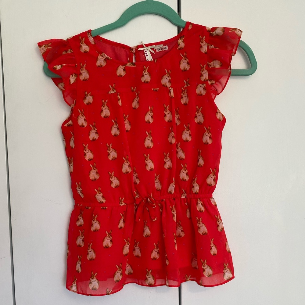 Coral Bunny Print Blouse